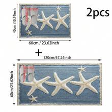 1set/1pc/2pcs Starfish Pattern Bathroom Anti-Slip Mat, Made Of Artificial Cashmere Material With Fluffy Decoration, Suitable For Doors, Bathrooms, Kitchens And Other Occasions, Machine Washable, Non-Slip, Daily Decoration, Can Be Given As A Gift To Friends, Men And Women