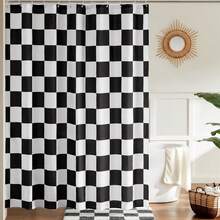 Checkered Shower Curtain, Black And White Shower Curtains For Bathroom, Cute Retro Checkerboard Shower Curtain Vintage Aesthetic, Machine Washable Fabric Bath Curtain, 72''x72'' - 黑與白 - 查看 1