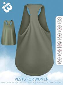Olivgrünes Damen Sport-Trägershirt aus leichtem Gewebe für bequemen Sitz, geeignet für Wandern, Fitnessstudio, Training, Camping und verschiedene Outdoor-Aktivitäten