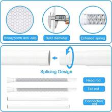 Shower Curtain Rod White Tension Rod 45 To 76 Inch Spring Curtain Rod Shower Rod Non Slip Shower Curtain Rod 1pcs For Windows No Drilling Adjustable Tension Rods Of Curtain Window Closet Kitchen - 白色 - 查看 6