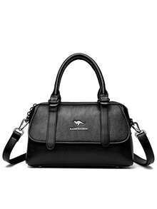 高品质女士休闲钱包和手提包套装，奢华设计师PU皮革单肩包，时尚女士斜挎包 - 黑色 - 查看 3