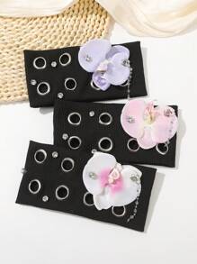 1 Stück Modischer Schmetterling Orchideen Kristall Metallkopfband für Frauen, elastisches dehnbares Haarband Haaraccessoire für Modische Frauenhaarschmuckartikel