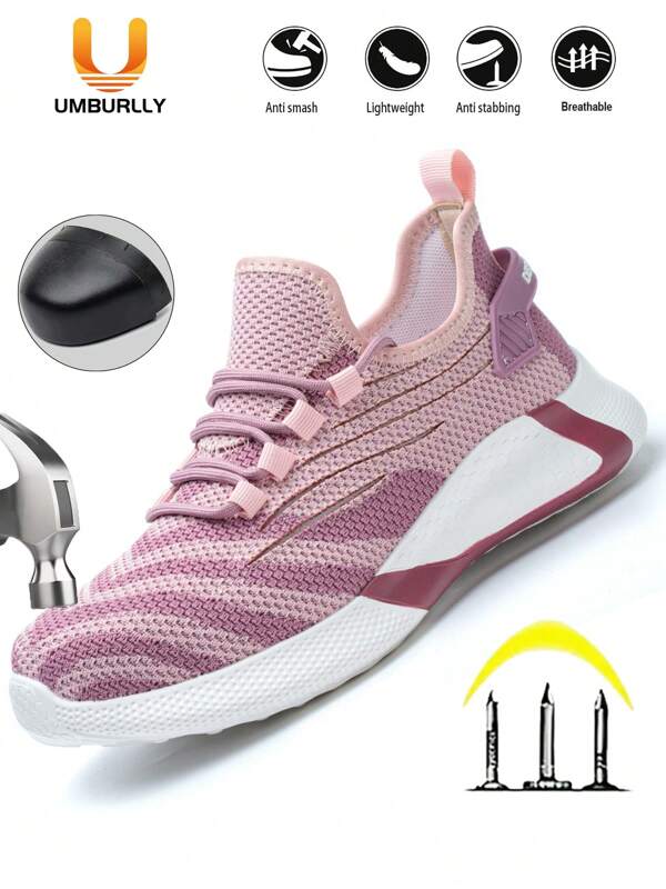 UMBURLLY Women's Safety Shoes, Steel Toe Cap, Anti-Smash, Anti-Puncture, Fashionable, Lightweight, Suitable For Summer Work