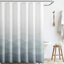 Grey Ocean Wave Shower Curtain Waterproof Fabric Shower Curtains For Bathroom Gradual Color Design Nautical Coastal Beach Bath Decor - Ombre Teal - View 10