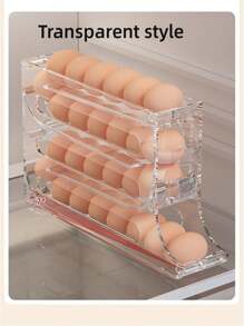 4-Tier Sliding Egg Storage Box, Refrigerator Side Door Egg Carton, Automatic Rotating Egg Holder, Household Kitchen Organizer (Holds Up To 30 Eggs)