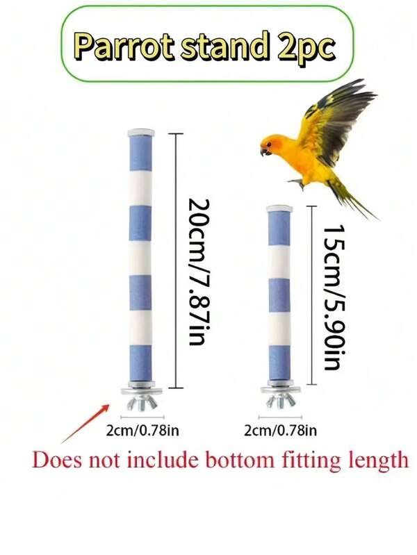 2pcs/Set Bird Rough Perch Bird Grinding Claw Chew Toy, Parrot Accessories Stand Bars (Random Color)