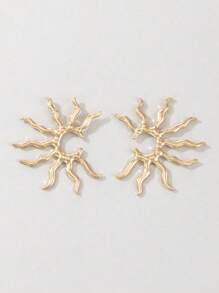 1 par de pendientes de mujer de aleación con diseño retro elegante y versátil de girasol, un regalo perfecto para la playa, los viajes y las fiestas