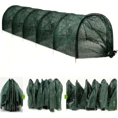 1pc Collapsible Black Mesh Tunnel - UV Protection, Bird & Insect Barrier For Backyard Farms & Greenhouses, Durable Cover For