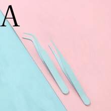 2pcs Colorful Pointed & Curved Clip, Macaron Pink Handmade Planner Tweezers, Stainless Steel Sticker Adhesive Craft Tweezers, Tools For Men