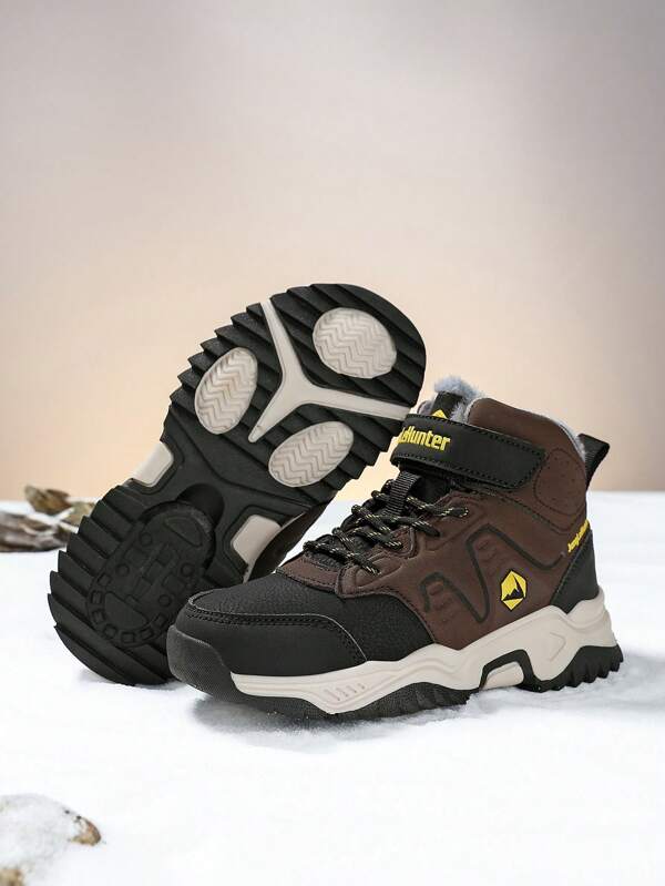 1 Pair Children's Fleece Outdoor Hiking Shoes, Kids Winter Shoes, Warm & Comfortable, Suitable For Boys & Girls Daily Casual And Outdoor Hiking, Camping, New Autumn/Winter Collection