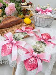 Conjunto de 20 guardanapos estampados em aquarela com estampa de morango e laço, papéis de seda coloridos descartáveis para festas de aniversário, adequados para lojas de sobremesas, cafés, restaurantes, decoração de festas, feitos de celulose virgem - Multicolorido - Ver 6
