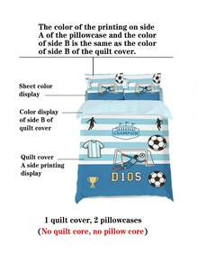 Conjunto de cama de futebol americano para 2 pessoas - Conjunto de cama lavável para dormitório de 4 peças (1 capa de edredom + 1 lençol + 2 fronhas, excluindo edredom e travesseiro), macio e lavável à máquina, adequado para quarto, sala de estar, escola