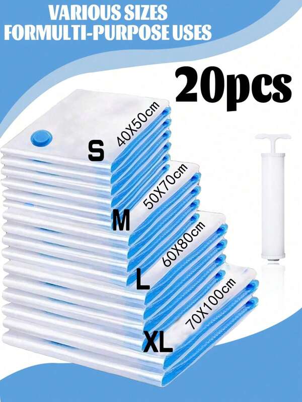10pcs/6pcs/1pc Travel Vacuum Storage Bags, Transparent Compression Bags, PVC Material Vacuum Bags, Waterproof Garment Storage Bags, Moth-Proof, Mildew-Proof, Suitable For Quilt, Clothes, Bedding, Travel Accessories, Shoes, Can Save 80% Space, Reusable Vacuum Compression Bags For Coats, Shirts, Quilts