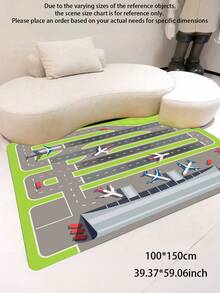 قطعة سجادة منطقة خريطة عمليات المطار الحافلة - قابلة للغسل ، مع أحجام متعددة للاختيار من بينها ، مثالية لتزيين غرف المعيشة أو النوم أو المكاتب أو غرف الدراسة ، ألعاب ديكور الطائرات ، خيار مثالي كهدية للهواة من عشاق الطائرات ، مقاوم للغبار وضد الاتساخ