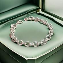 1 Peça Bracelete Fivela Redonda em Prata Esterlina, Presente Perfeito para o Dia dos Namorados ou Dia das Mães