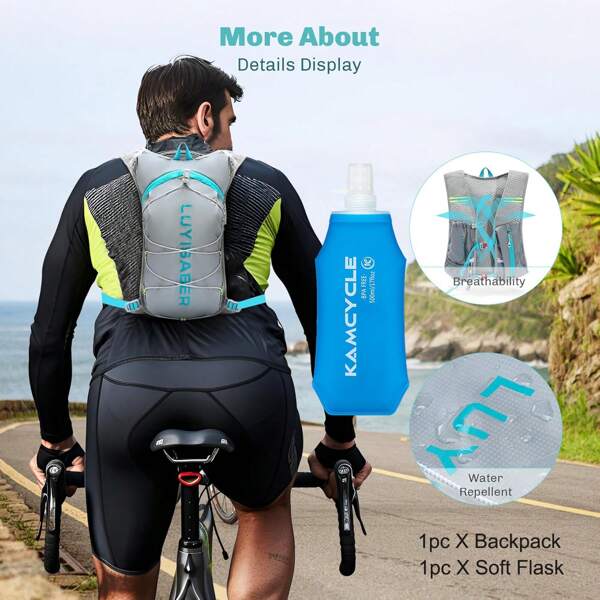 2pcs- Running Vest With 500ml Soft Flask, Running Vest For Women And Men, Hydration Vest Pack Backpack, Reflective Running Hydration Vest, Camel Hydration Backpack Water Backpack ( Backpack Without Hydration Bladder, With 500ml Bottle)Cycling Climbing Hiking Running Vests