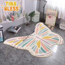 Tinabless 1 件装婴儿房地毯蝴蝶儿童地毯适用于女孩卧室超柔软儿童游戏垫适用于儿童房，彩色防滑幼儿园区域地毯适用于游戏室婴儿淋浴家庭装饰礼物