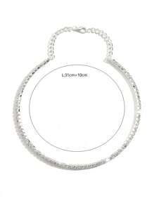 1pc Luxury Party Open Choker Necklace With Double Row Rhinestone & Zirconia Decor