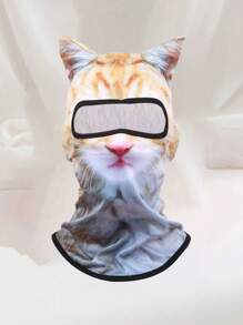 1pc Creative & Funny Animal Head Mask/Face Cover, Party Prop Mask With Cute Orange Cat & Husky Pattern