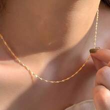 优雅波浪形链条设计 18K 镀金铜合金项链，女士款 - 項鍊 - 查看 1