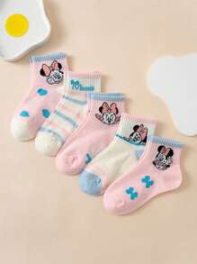 5 Paar Mädchen Cartoon Mickey Maus Mesh Sommer Kurzsocken