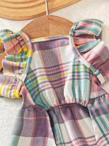 Cute Kitten & Puppy Colorful Plaid Pet Dress