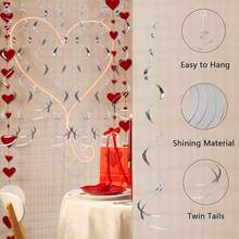 MEIJUANAAGold Hanging Swirl Decorations 30 Pcs, Party Swirl Decorations -Twin Tails Ceiling Swirl Foil Decorations, Gold Party Decor Wedding/Shower/Birthday Party//New Year Decorations - 銀色 - 查看 3