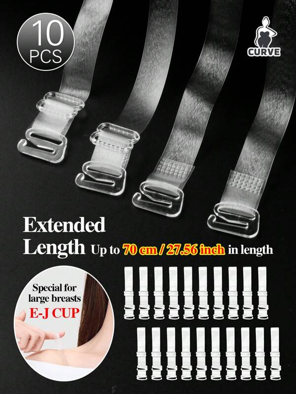 10pairs Extended Version Clear Strap Transparent Invisible Bra Strap Shoulder Straps Anti-Slip Sexy Strapless Bra Accessory