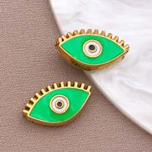 2pcs Fashion Enamel Stainless Steel Devil Eye Spacer Beads Charm High Quality Gold Plated Eye Spacer Beads Jewelry Findings For Necklaces, Bracelets, Earrings, Jewelry Making And DIY Crafts