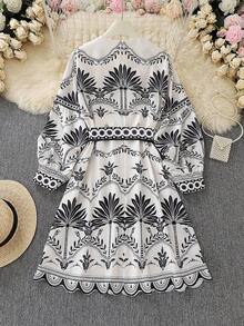 Printed Beach Loose Short Mini Dress