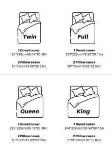 3pcs Floral & Plant Pattern Digital Print Duvet Cover Set, With Pom Pom Tassel, Modern Farmhouse Style Bedding Set, Queen Size, Soft & Breathable, Machine Washable (1 Duvet Cover + 2 Pillow Shams) - Multicolor - View 3