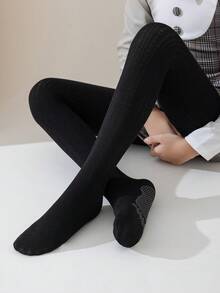 1双儿童/青少年加厚防滑连裤袜，春秋季必备，适合2-16岁儿童。 - 黑色 - 查看 4