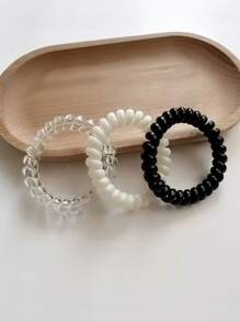 6pcs Smooth High Elastic Durable Rubber Bands Transparent Hair Ties Ponytail Holder Simple Hair Accessories
