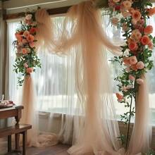 1 pieza, 8 metros Tela de malla transparente color rosa pálido para decorar arco de boda, dosel del techo, telón de fondo, adecuado para boda, compromiso, fiesta de cumpleaños, Navidad, Día de San Valentín, ceremonia de graduación y fiestas en general