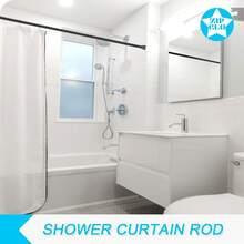 Shower Curtain Rod Black Tension Rod 45 To 77 Inch Spring Curtain Rod Shower Rod Non Slip Shower Curtain Rod 1pcs For Windows No Drilling Adjustable Tension Rods Of Curtain Window Closet Kitchen - 黑色 - 查看 2