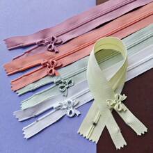 5Pcs Pastel Nylon Flower Zippers, 25cm Self-Locking Colorful Zipper Pulls With Decorative Floral Design For DIY Sewing, Crafts, Wallets & Dolls - Mixed Colors Zippers Craft Supplies