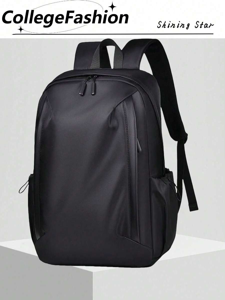 1pc Waterproof And Wear-Resistant Men's Large Capacity Backpack, Travel School Bag, College, School Casual Backpack Solid Color Backpack, Sports Vacation Essentials, Lightweight Adjustable Shoulder Straps, Zipper, Simple Men's Backpack, Nylon, Vacation Portable Travel Bag, Business Casual Retro Holiday Travel Backpack, Men's Gift School Bag, Back To School Supplies, School Backpack, Backpack For School, Back To School Backpack, School Bookbag, Big Backpack, Backpack School, Back To School Bags, Laptop Compartment, Suitable For Teen Girls Women College Students, Teacher, White-Collar Workers, Perfect For Back To School, First Day Of School, Work, Business, Commute, Office Bag