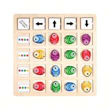 Wooden Little Fish Direction Finding Game, Spatial Logic Training, Wooden Puzzle Toy With 30 Question Cards, Color Recognition And Directional Logic Training Wooden Toy, Holiday, Birthday Gift For Kids Ages 3+ - Multicolor - View 10