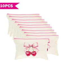 1/5/10/20 件可爱甜美蝴蝶结装饰帆布拉链袋套装，Y2K 风格蝴蝶结配饰收纳袋，旅行化妆洗漱用品收纳袋，文具袋，派对礼品袋，浴室旅行多功能收纳袋化妆刷架手拿包，度假暑假返校学校用品袋，女士旅行包，旅行化妆包