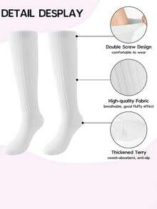 1/3/6/10双装男女通用宽松袜，柔软加长，秋冬季针织宽松保暖袜，透气吸汗，白色，万圣节和圣诞节礼物，舒适保暖 - 彩色 - 查看 5