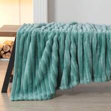 Super Soft King Blanket Pink Premium Silky Flannel Fleece 3D Ribbed Jacquard Lightweight Bed Blanket All Season Use (Pink Ribbed, King(90"X110")) - Mint Green Ribbed - 查看 1