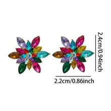 1 paire de boucles d'oreilles cloutées à forme de fleur ornées de strass à la mode pour femmes, boucles d'oreilles élégantes minimalistes pour le port quotidien, les rendez-vous, les vacances, le style décontracté