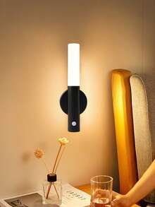 1 件运动传感器夜灯、磁性壁灯、USB 可充电 LED 灯条、无线楼梯、室内木质壁灯、衣柜、走廊、楼梯灯 - 暖白光 - 查看 4