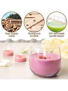 TOEDO 50个木制烛芯固定器，蜡烛模具固定支架，多孔/单孔木制支架，蜡烛制作中心定位杆 - 多色 - 查看 6