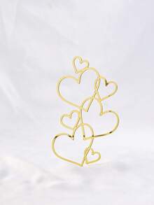 1/3/5pcs Acrylic Heart-Shaped Cake Decoration, Gold Heart-Shaped Cake Decoration, Wedding Cake Decoration, Anniversary Engagement And Birthday Party Supplies