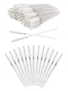 100 pièces/50 pièces/10 pièces Applicateurs de mascara jetables, brosses à cils en nylon, applicateur d'extension de sourcils sans parfum avec tige en plastique ABS, pour peau normale - mascara et mise en forme des sourcils, utilisation en salon et à domicile, set de baguettes roses et noires