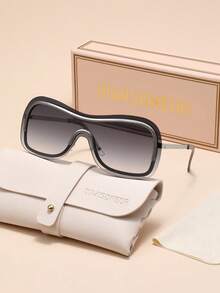 Verywork 同款 1 件格纹印花优雅时尚风格休闲奢华优质品牌设计女士时尚眼镜户外旅行热带海滩度假街拍时尚配饰购物街拍外出装送礼理想之选学院风开学季环绕式墨镜 - 彩色 - 查看 10