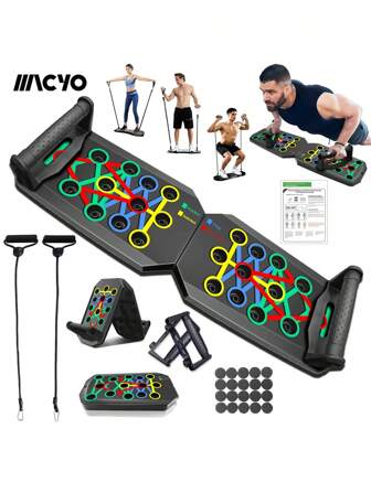 2/3 件多功能家用健身器材，符合人体工程学的俯卧撑训练板，可增强胸部和肩部力量，可折叠便携式健身训练板，非电动 PP 材质，28 孔多用途俯卧撑板