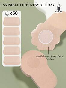 50/40/20/10/2件隐形丰胸胶带和乳贴 – 一次性无纺布聚拢提胸垫，适合大胸，无肩带露背连衣裙文胸替代品， - 米色 - 查看 21