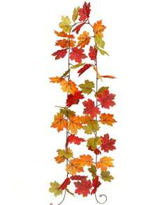 2/1 Stücke Herbst Ahorn Blätter Girlande, Party Freude 5,6 Fuß Künstliche Ahorn Blatt Herbst Girlande zum Aufhängen, Herbst Reben Tischdekoration, Herbstdekoration für Haustür, drinnen und draußen, Thanksgiving-Dekoration